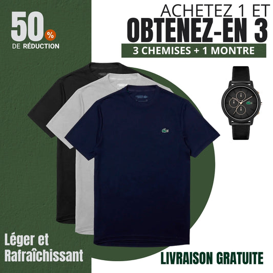 [PAYEZ 1, OBTENEZ 4] Kit de 3 T-shirts essentiels LCT + Montre LCT en cadeau