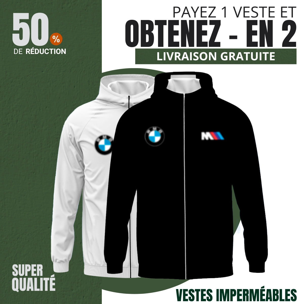 [ACHETEZ 1 OBTENEZ 2] Veste Imperméable MSport Essential